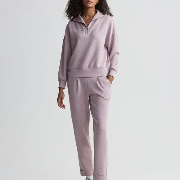 Varley Hawley Half-Zip Sweat - Mauve Marl NWT MSRP$148